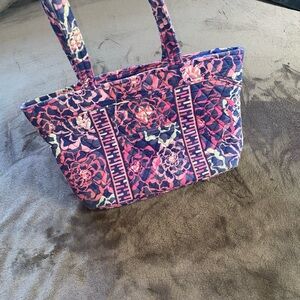 Vera Bradley Quilted Floral Tote in Pink and Navy